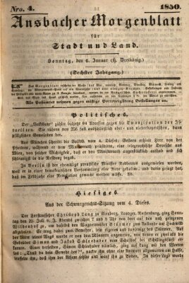 Ansbacher Morgenblatt für Stadt und Land (Ansbacher Morgenblatt) Sonntag 6. Januar 1850