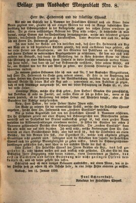 Ansbacher Morgenblatt für Stadt und Land (Ansbacher Morgenblatt) Samstag 12. Januar 1850