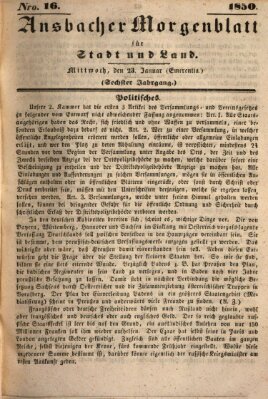 Ansbacher Morgenblatt für Stadt und Land (Ansbacher Morgenblatt) Mittwoch 23. Januar 1850