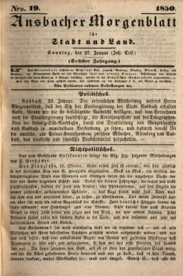 Ansbacher Morgenblatt für Stadt und Land (Ansbacher Morgenblatt) Sonntag 27. Januar 1850