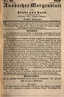 Ansbacher Morgenblatt für Stadt und Land (Ansbacher Morgenblatt) Freitag 1. Februar 1850