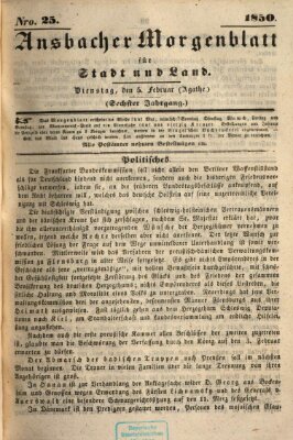 Ansbacher Morgenblatt für Stadt und Land (Ansbacher Morgenblatt) Dienstag 5. Februar 1850