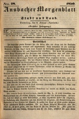 Ansbacher Morgenblatt für Stadt und Land (Ansbacher Morgenblatt) Samstag 9. Februar 1850