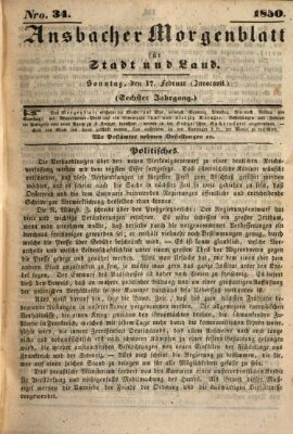 Ansbacher Morgenblatt für Stadt und Land (Ansbacher Morgenblatt) Sonntag 17. Februar 1850