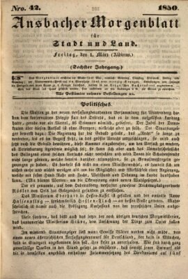 Ansbacher Morgenblatt für Stadt und Land (Ansbacher Morgenblatt) Freitag 1. März 1850