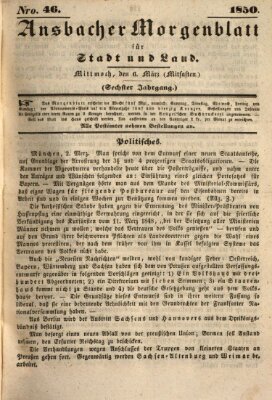 Ansbacher Morgenblatt für Stadt und Land (Ansbacher Morgenblatt) Mittwoch 6. März 1850