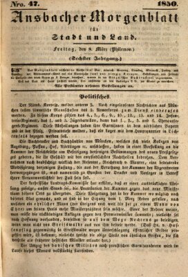 Ansbacher Morgenblatt für Stadt und Land (Ansbacher Morgenblatt) Freitag 8. März 1850