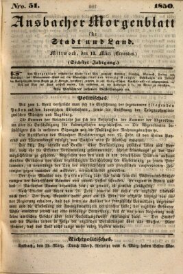 Ansbacher Morgenblatt für Stadt und Land (Ansbacher Morgenblatt) Mittwoch 13. März 1850