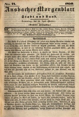 Ansbacher Morgenblatt für Stadt und Land (Ansbacher Morgenblatt) Samstag 13. April 1850