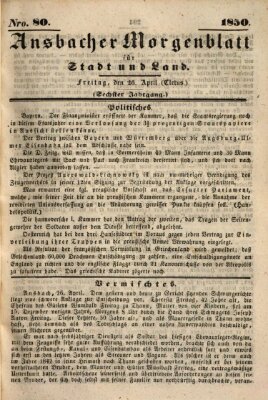 Ansbacher Morgenblatt für Stadt und Land (Ansbacher Morgenblatt) Freitag 26. April 1850