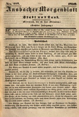 Ansbacher Morgenblatt für Stadt und Land (Ansbacher Morgenblatt) Mittwoch 19. Juni 1850