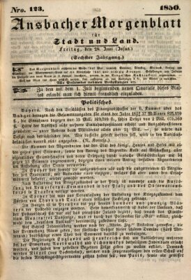 Ansbacher Morgenblatt für Stadt und Land (Ansbacher Morgenblatt) Freitag 28. Juni 1850