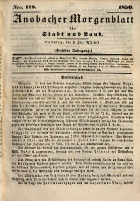 Ansbacher Morgenblatt für Stadt und Land (Ansbacher Morgenblatt) Samstag 6. Juli 1850