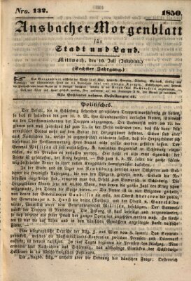 Ansbacher Morgenblatt für Stadt und Land (Ansbacher Morgenblatt) Mittwoch 10. Juli 1850