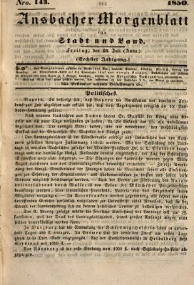 Ansbacher Morgenblatt für Stadt und Land (Ansbacher Morgenblatt) Freitag 26. Juli 1850