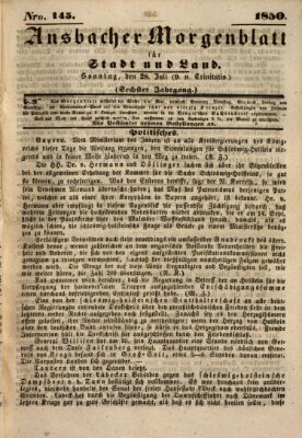 Ansbacher Morgenblatt für Stadt und Land (Ansbacher Morgenblatt) Sonntag 28. Juli 1850