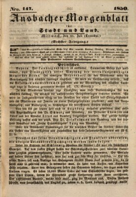 Ansbacher Morgenblatt für Stadt und Land (Ansbacher Morgenblatt) Mittwoch 31. Juli 1850