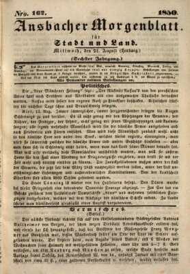 Ansbacher Morgenblatt für Stadt und Land (Ansbacher Morgenblatt) Mittwoch 21. August 1850