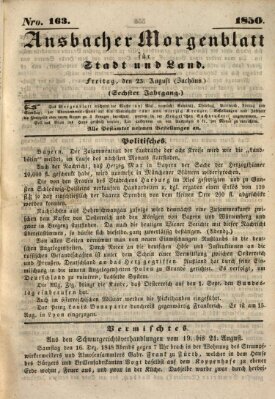 Ansbacher Morgenblatt für Stadt und Land (Ansbacher Morgenblatt) Freitag 23. August 1850