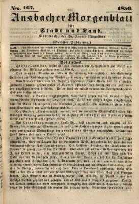 Ansbacher Morgenblatt für Stadt und Land (Ansbacher Morgenblatt) Mittwoch 28. August 1850