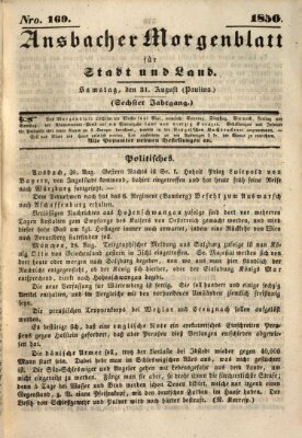 Ansbacher Morgenblatt für Stadt und Land (Ansbacher Morgenblatt) Samstag 31. August 1850