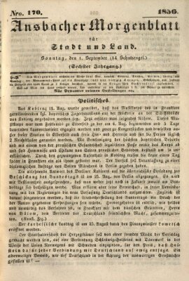 Ansbacher Morgenblatt für Stadt und Land (Ansbacher Morgenblatt) Sonntag 1. September 1850