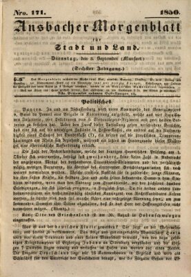 Ansbacher Morgenblatt für Stadt und Land (Ansbacher Morgenblatt) Dienstag 3. September 1850