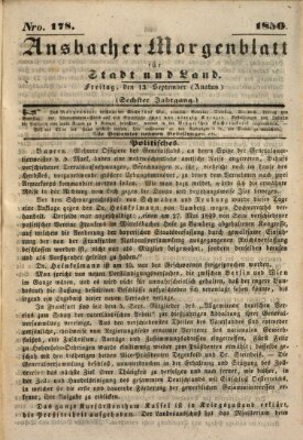 Ansbacher Morgenblatt für Stadt und Land (Ansbacher Morgenblatt) Freitag 13. September 1850