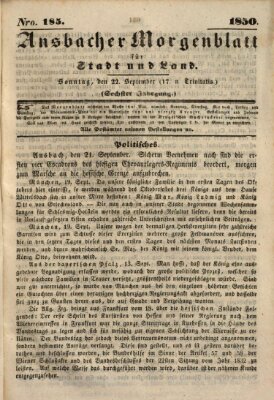 Ansbacher Morgenblatt für Stadt und Land (Ansbacher Morgenblatt) Sonntag 22. September 1850