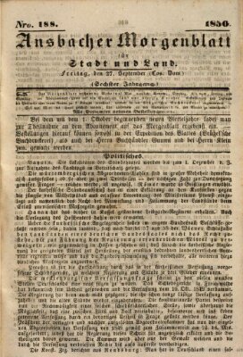 Ansbacher Morgenblatt für Stadt und Land (Ansbacher Morgenblatt) Freitag 27. September 1850