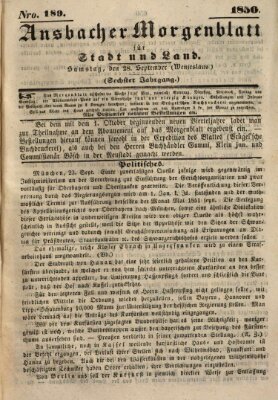 Ansbacher Morgenblatt für Stadt und Land (Ansbacher Morgenblatt) Samstag 28. September 1850