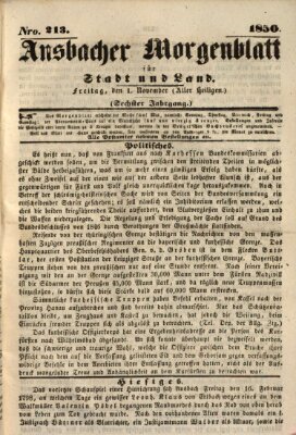 Ansbacher Morgenblatt für Stadt und Land (Ansbacher Morgenblatt) Freitag 1. November 1850