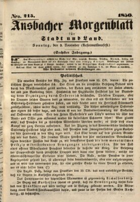 Ansbacher Morgenblatt für Stadt und Land (Ansbacher Morgenblatt) Sonntag 3. November 1850