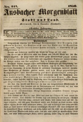 Ansbacher Morgenblatt für Stadt und Land (Ansbacher Morgenblatt) Mittwoch 6. November 1850