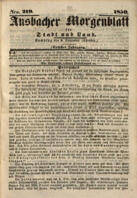 Ansbacher Morgenblatt für Stadt und Land (Ansbacher Morgenblatt) Samstag 9. November 1850