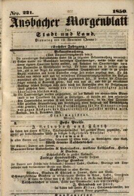 Ansbacher Morgenblatt für Stadt und Land (Ansbacher Morgenblatt) Dienstag 12. November 1850