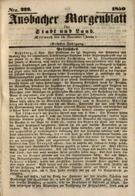 Ansbacher Morgenblatt für Stadt und Land (Ansbacher Morgenblatt) Mittwoch 13. November 1850