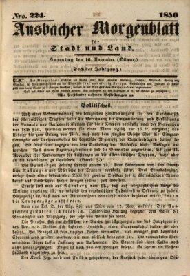 Ansbacher Morgenblatt für Stadt und Land (Ansbacher Morgenblatt) Samstag 16. November 1850