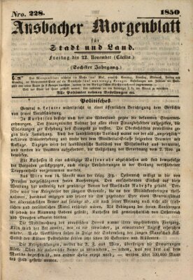 Ansbacher Morgenblatt für Stadt und Land (Ansbacher Morgenblatt) Freitag 22. November 1850