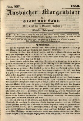 Ansbacher Morgenblatt für Stadt und Land (Ansbacher Morgenblatt) Mittwoch 4. Dezember 1850