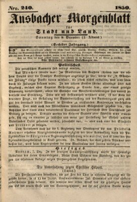 Ansbacher Morgenblatt für Stadt und Land (Ansbacher Morgenblatt) Sonntag 8. Dezember 1850