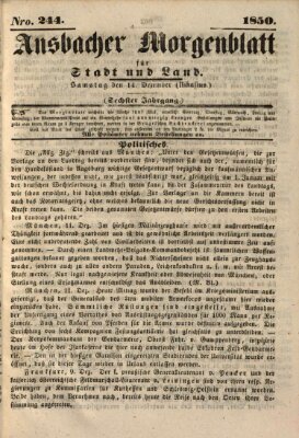 Ansbacher Morgenblatt für Stadt und Land (Ansbacher Morgenblatt) Samstag 14. Dezember 1850