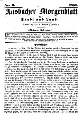 Ansbacher Morgenblatt für Stadt und Land (Ansbacher Morgenblatt) Samstag 4. Januar 1851