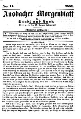 Ansbacher Morgenblatt für Stadt und Land (Ansbacher Morgenblatt) Mittwoch 15. Januar 1851