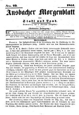 Ansbacher Morgenblatt für Stadt und Land (Ansbacher Morgenblatt) Samstag 1. Februar 1851