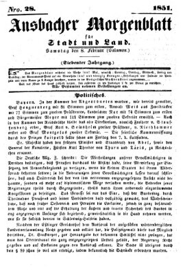 Ansbacher Morgenblatt für Stadt und Land (Ansbacher Morgenblatt) Samstag 8. Februar 1851