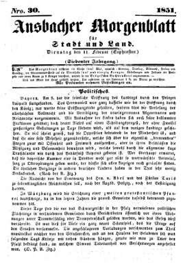 Ansbacher Morgenblatt für Stadt und Land (Ansbacher Morgenblatt) Dienstag 11. Februar 1851