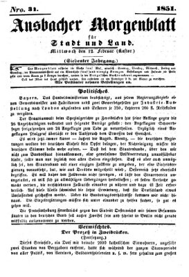 Ansbacher Morgenblatt für Stadt und Land (Ansbacher Morgenblatt) Mittwoch 12. Februar 1851