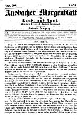 Ansbacher Morgenblatt für Stadt und Land (Ansbacher Morgenblatt) Mittwoch 19. Februar 1851