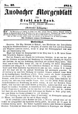 Ansbacher Morgenblatt für Stadt und Land (Ansbacher Morgenblatt) Freitag 21. Februar 1851